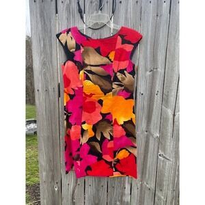 Signature by Robbie Bee Pink Orange Floral Sheath Dress Sz 6